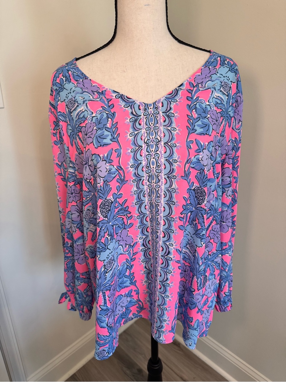 Lilly Pulitzer Pink and Blue Floral Tunic Top